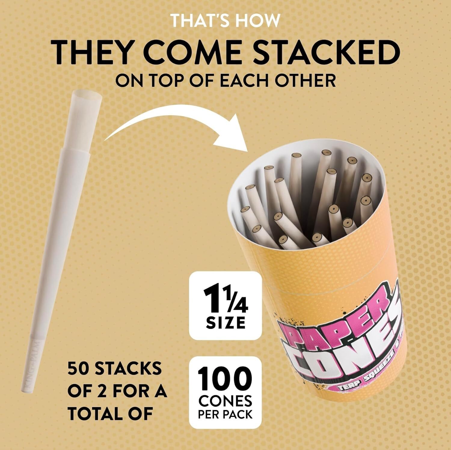 King Palm | 1 1/4Size | Grape Swish | Prerolled Paper cone with Tips | 100Ct
