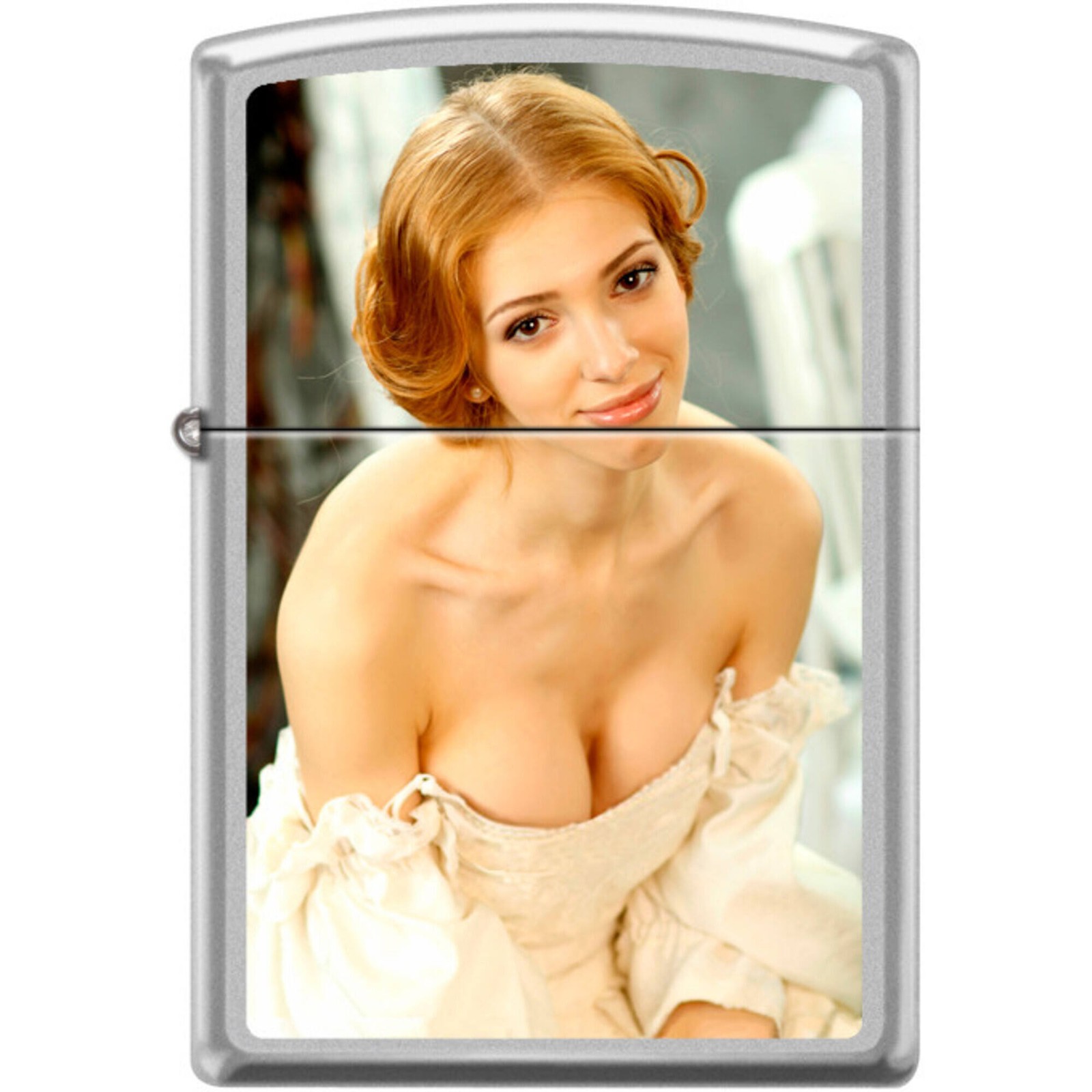 Zippo Windproof Pocket Lighter A Natural Temptation Satin Chrome Metal XC429