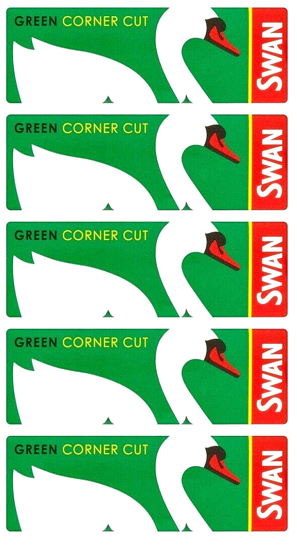 5x Swan Rolling Papers Green Cut Corners Single Wide 50/Lvs *USA SHIPPED*!
