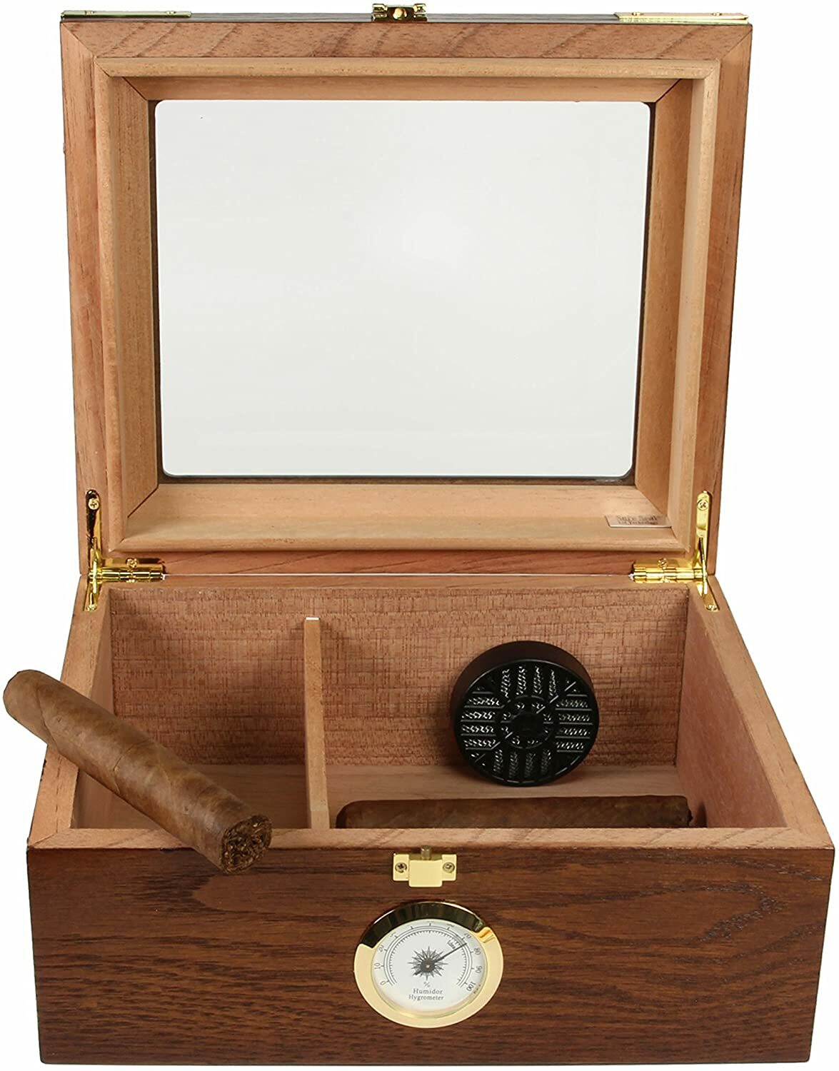 Desktop Humidor, Capri Elegant, Tempered Glasstop, Spanish Cedar 50 Cigars