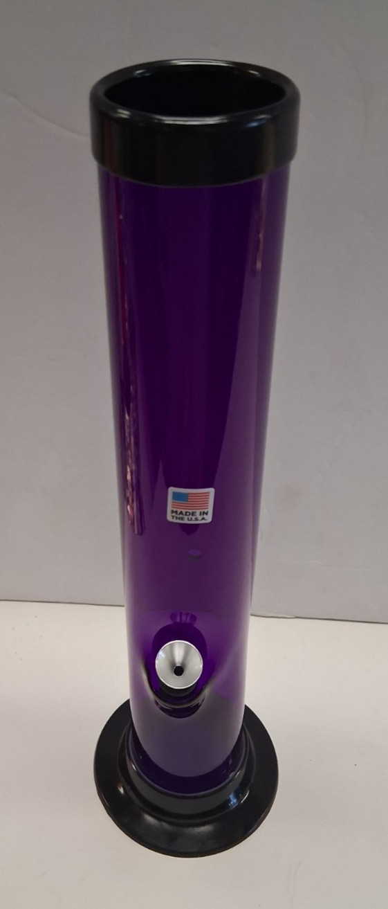 12″ ACRYLIC PLASTIC STRAIGHT HOOKAH WATER PIPE BONG THUMB CARB 2″M PURPLE