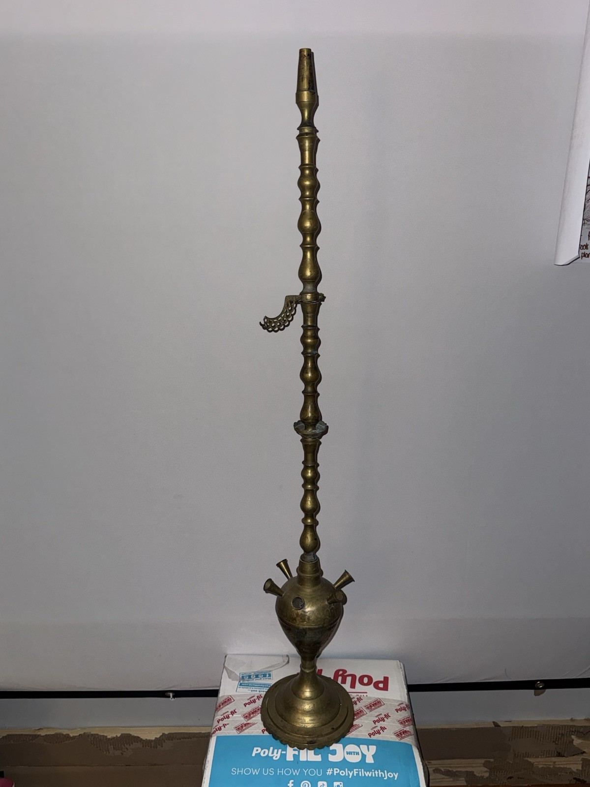 Vintage 4ft Tall Solid Brass Hookah Made In India