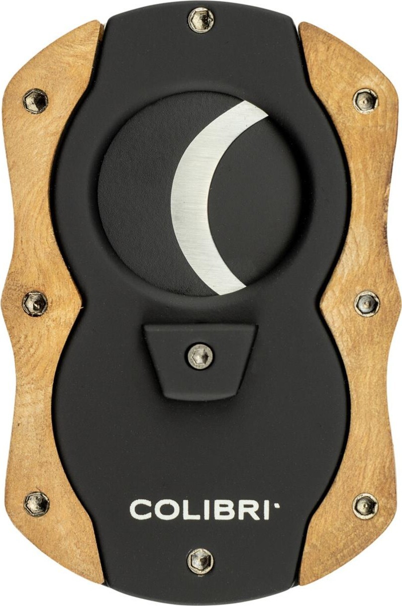 COLIBRI “CUT WOOD” LIGHT BROWN CIGAR CUTTER 24MM * NEW in BOX *