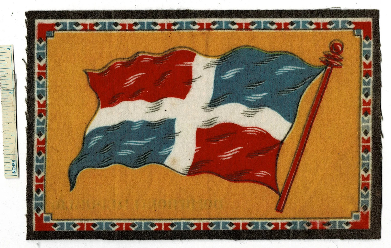 c1914 DOMINICAN REPUBLIC Flag Flannel Vintage Tobacco Insert Cigarette Felt B6 C
