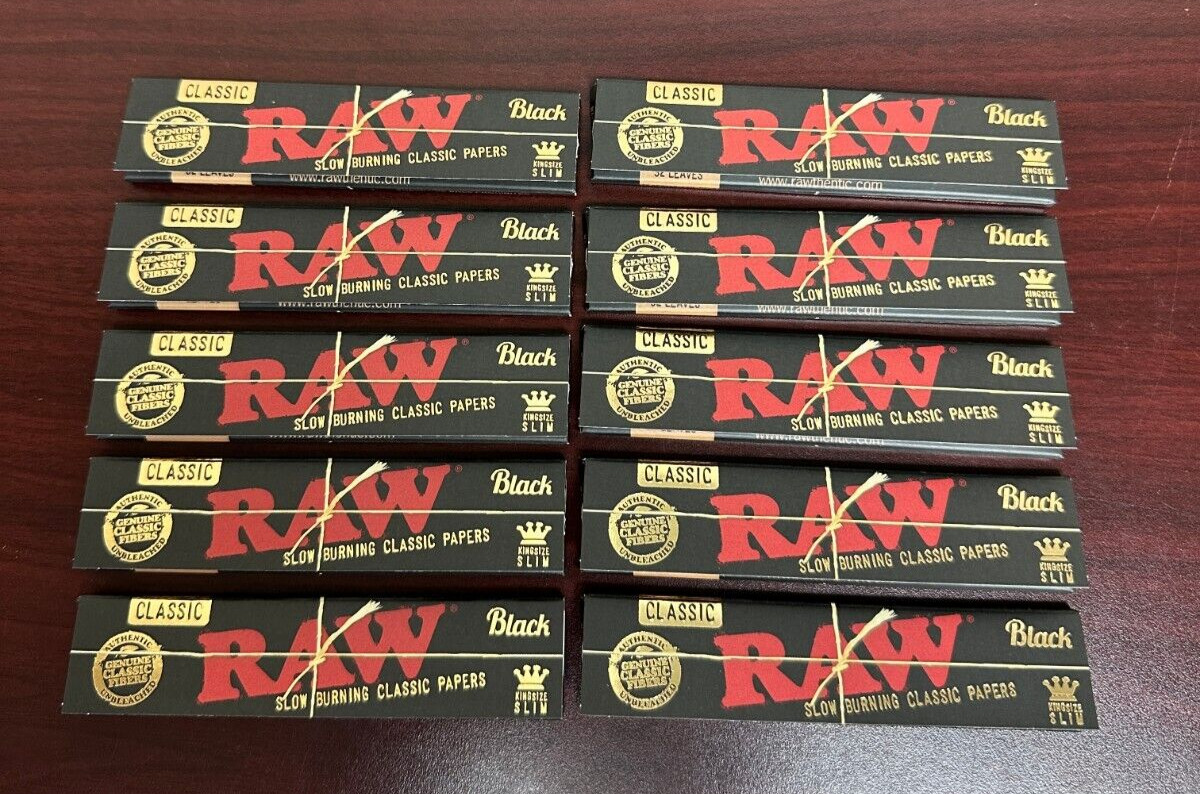 RAW CLASSIC BLACK KING SIZE SLIM Papers -10 PACKS
