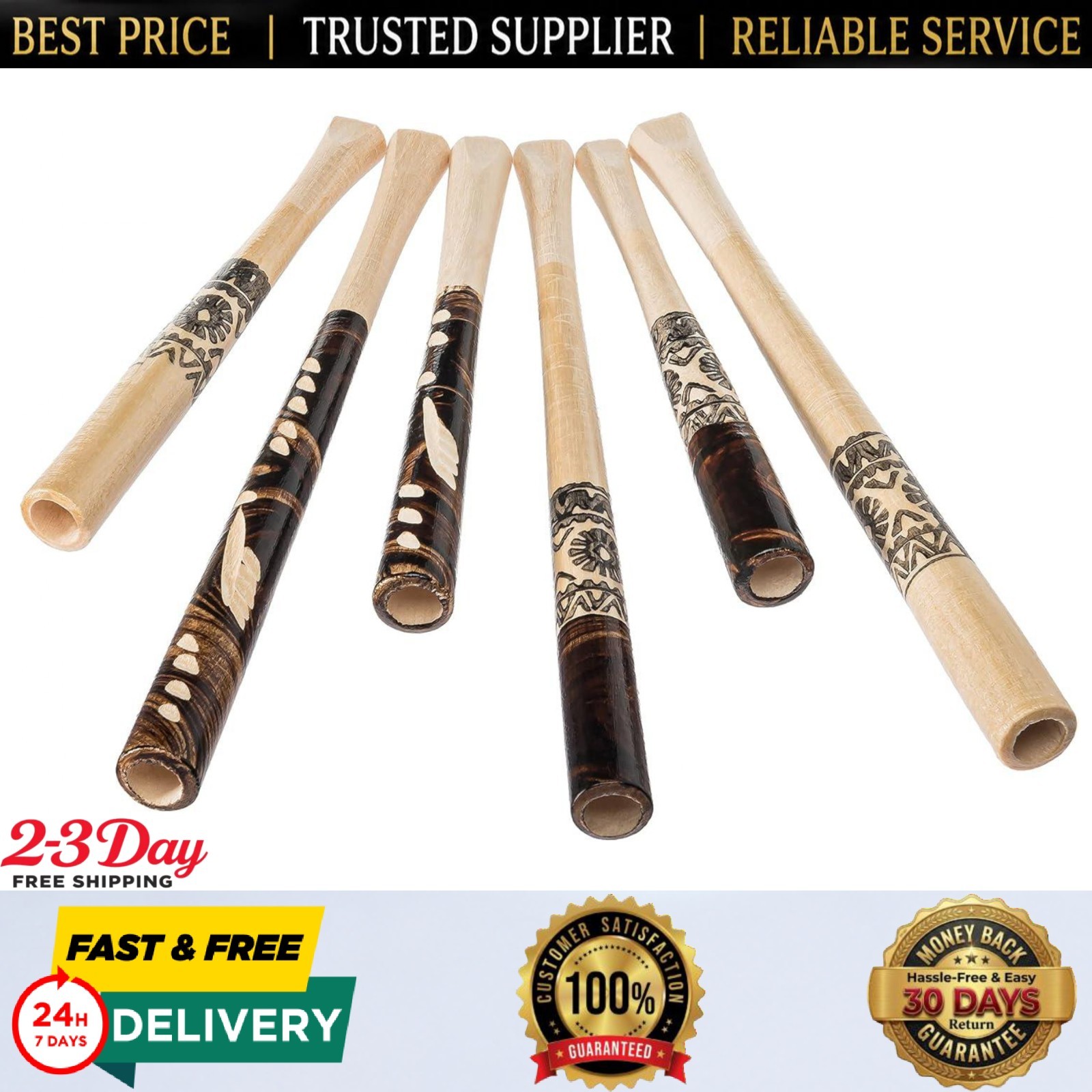 Set of 6 Wooden Handmade Regular Cigarette Holder Mouthpiece