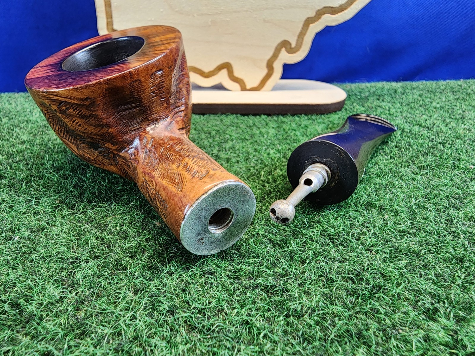 Handmade Kaywoodie Super Grain Rusticated Straight Pot Estate Smoking Pipe