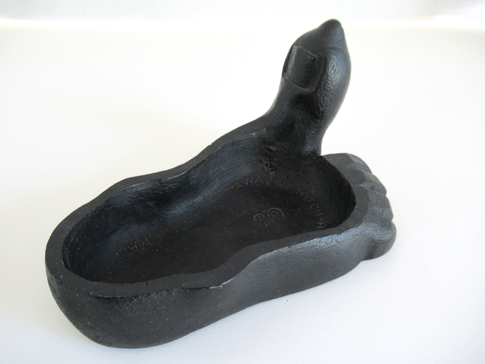 Vintage Hawaiian Hitchhiker Ashtray, Made from Lava, Foot Ashtray Trinket Dish