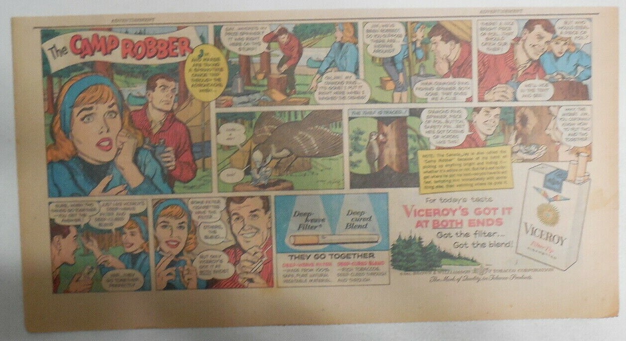 Viceroy Cigarette Ad: “The Camp Robber” 1940’s-60’s Size: 7.5 x 15 inches