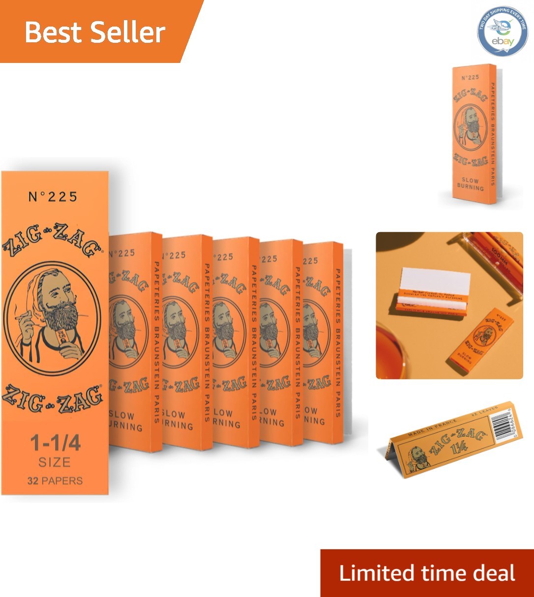 Authentic French Orange Flax Rolling Papers – 1 1/4″, Perfect for Custom Rolls