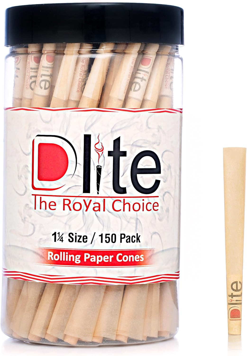 Dlite | 1¼ Size 50 Pack 84 mm | Rolling Paper Cones | Unbleached Natural Pre-Rol