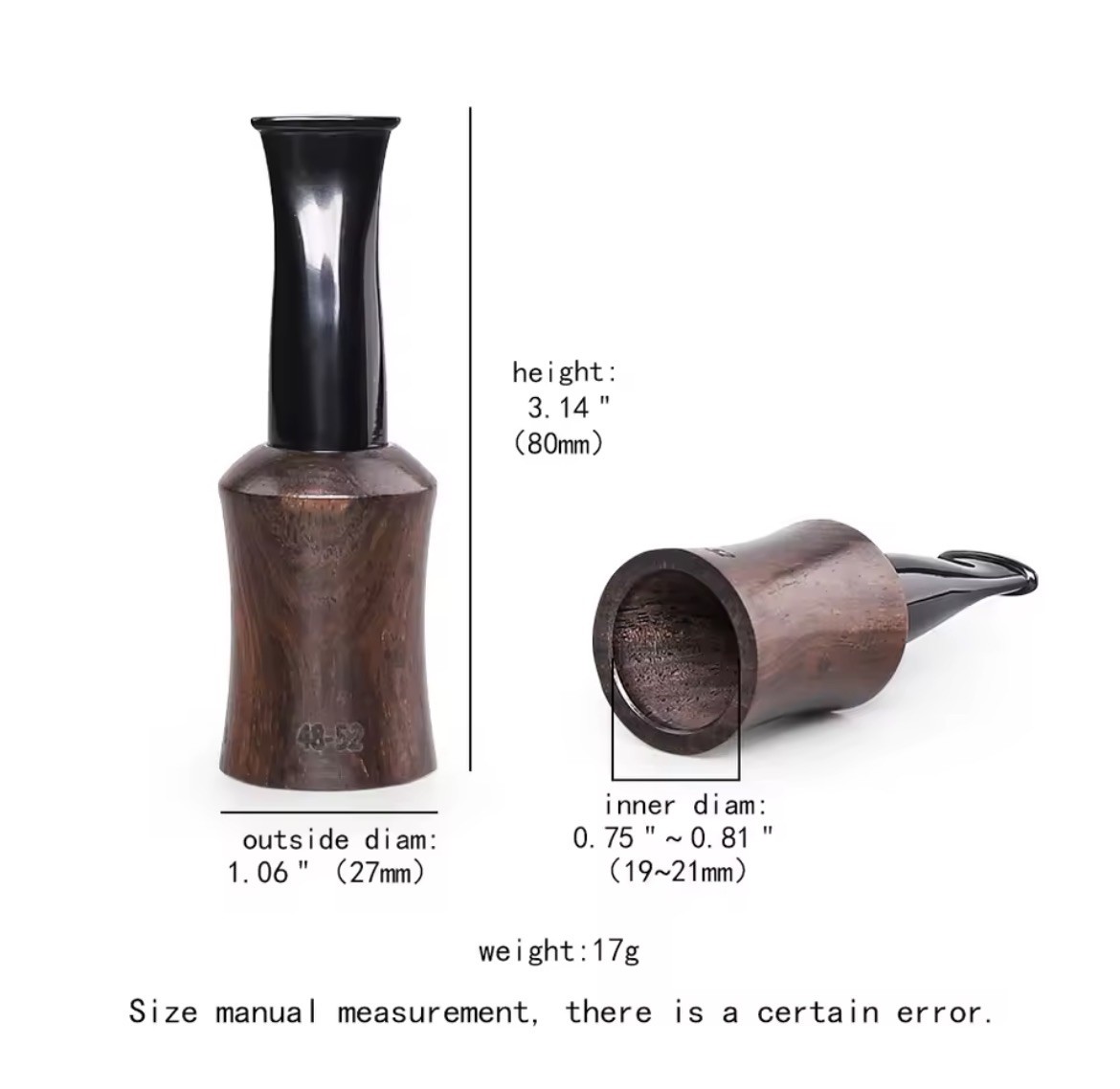 Cigar Tip Holder Cigar Mouthpiece Tube size fits 19-21 mm cigar Ebony Sandalwood