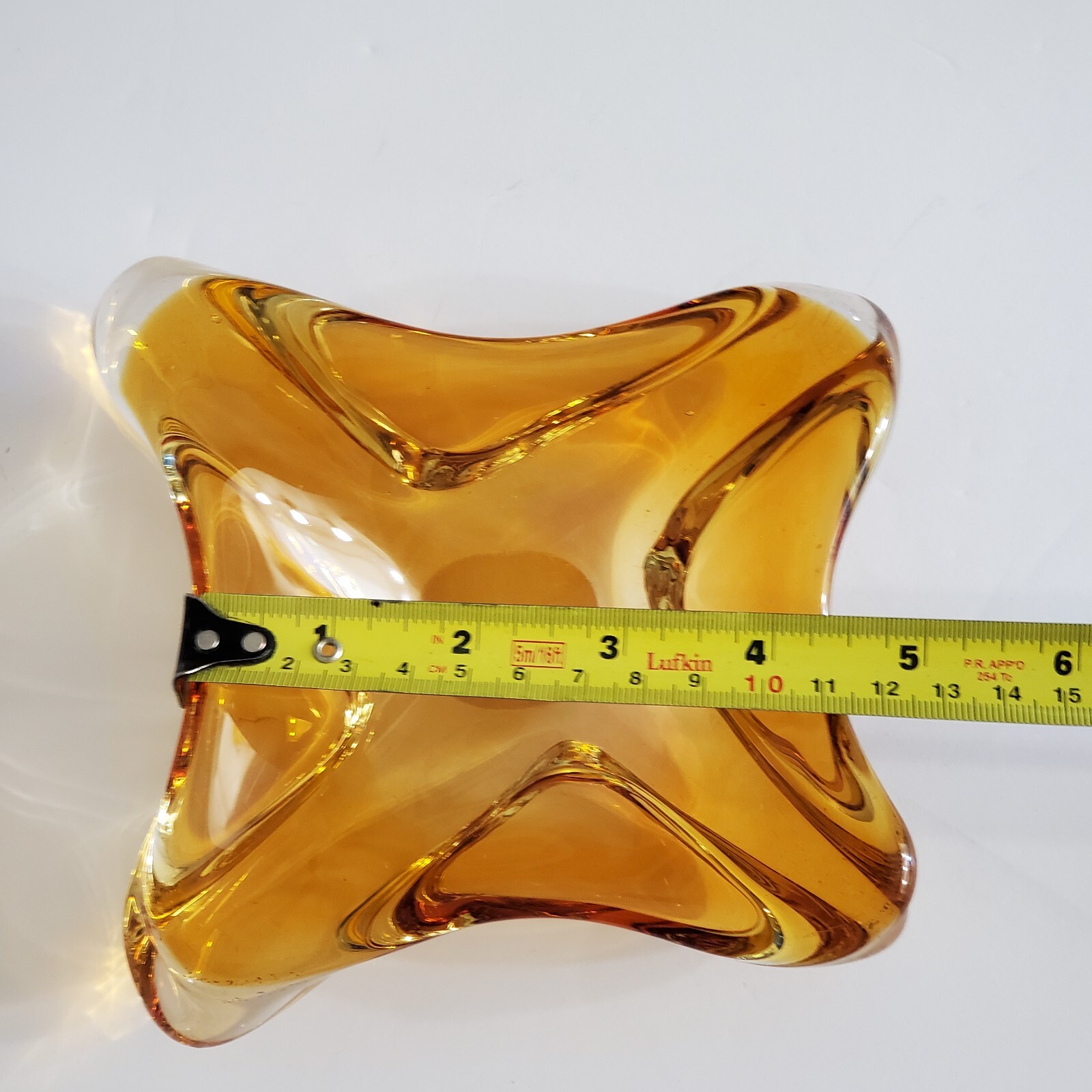 Golden Amber Glass Ashtray – Amber Art Glass Chalet Style Ashtray Bowl Unmarked