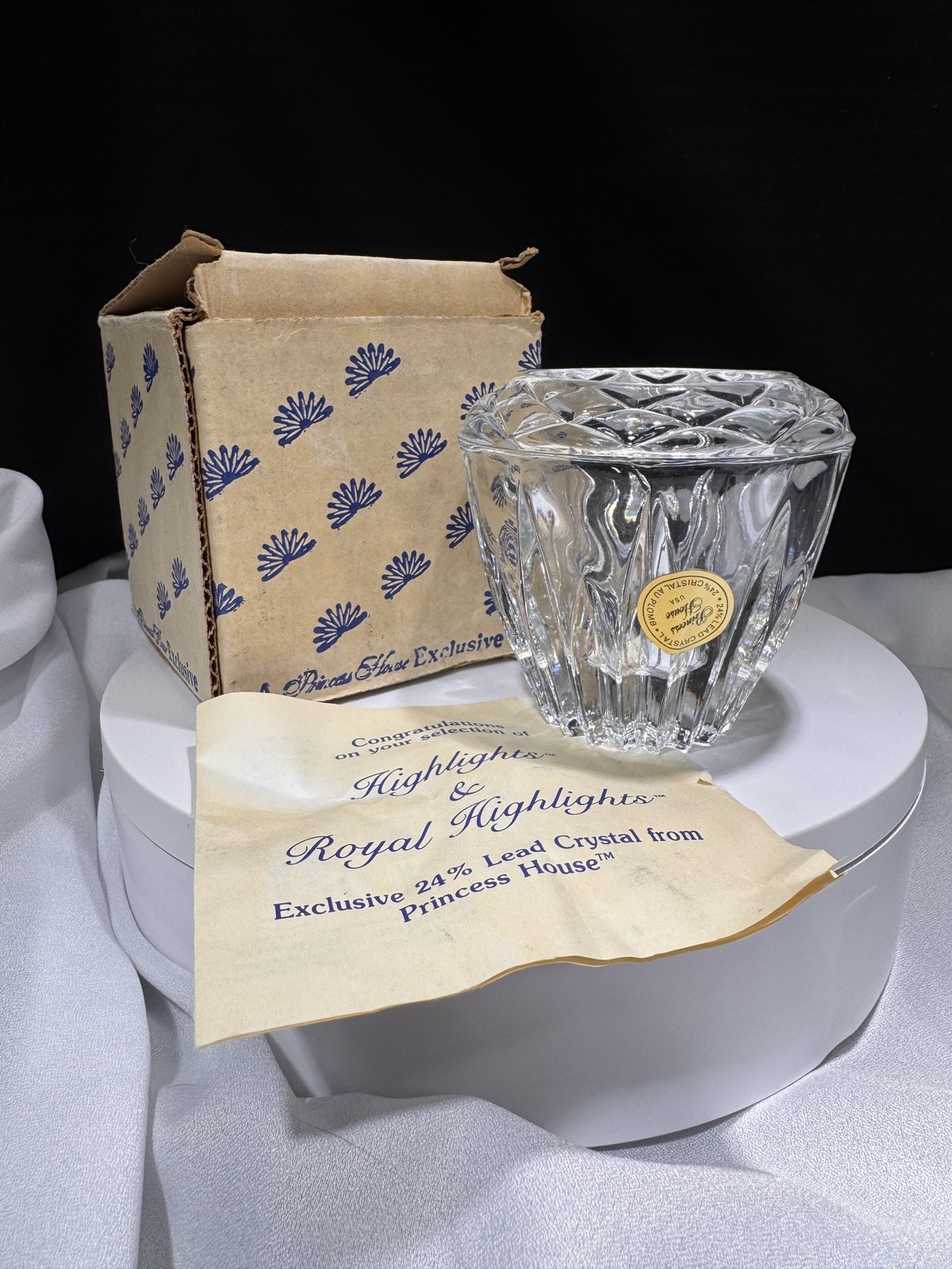 VTG Princess House Royal 24% Lead Crystal Cigarette Holder, Match Stick Holder