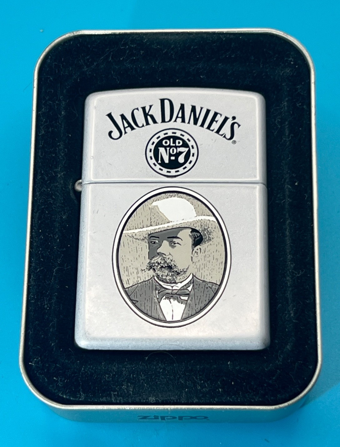Genuine Brand New 1998 ZIPPO Lighter Very Rare JACK DANIELS No7 Label Grey Case