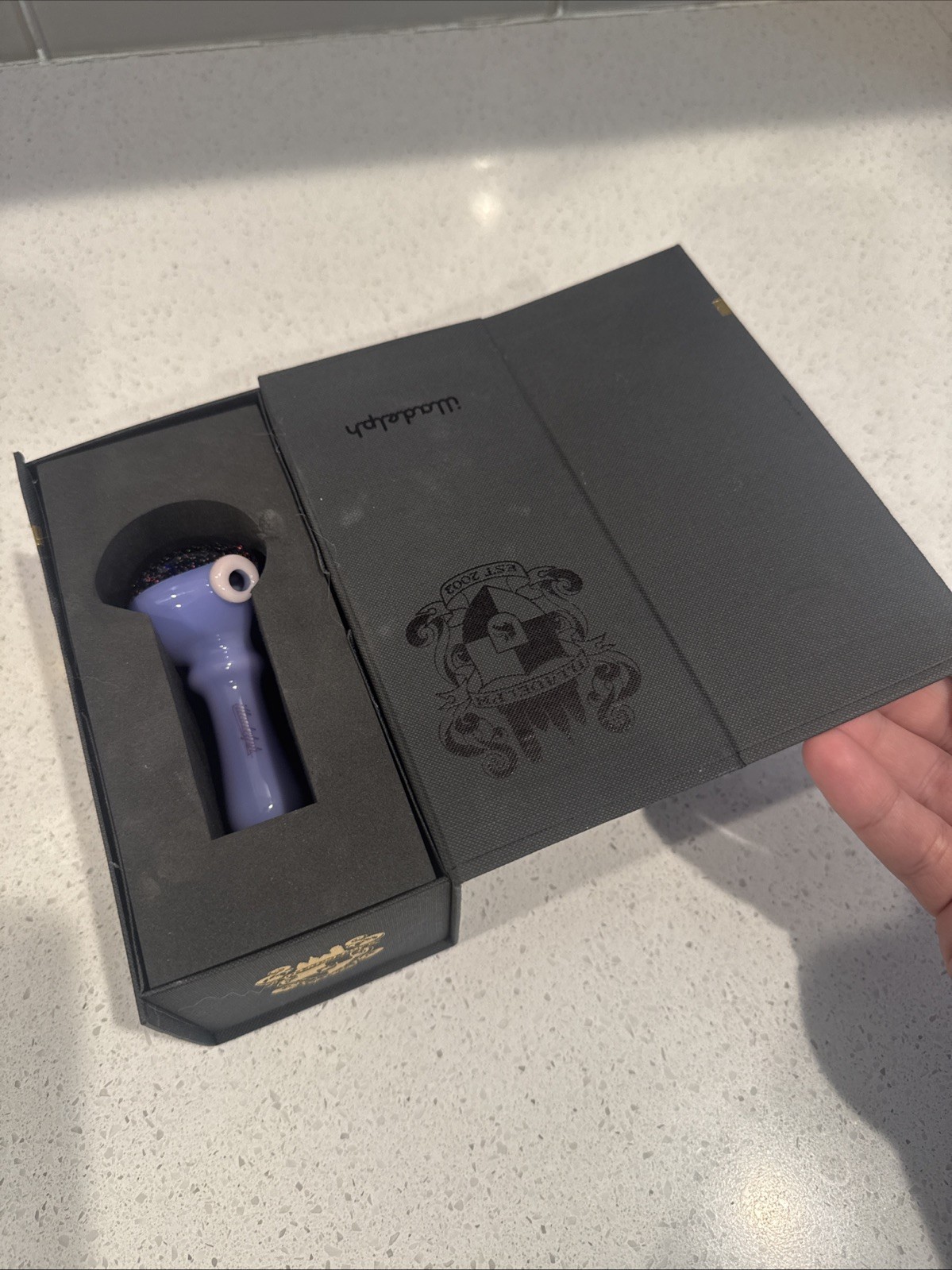 Illadelph Glass X Ludeman Crushed Opal Tobacco Pipe Purple W Box