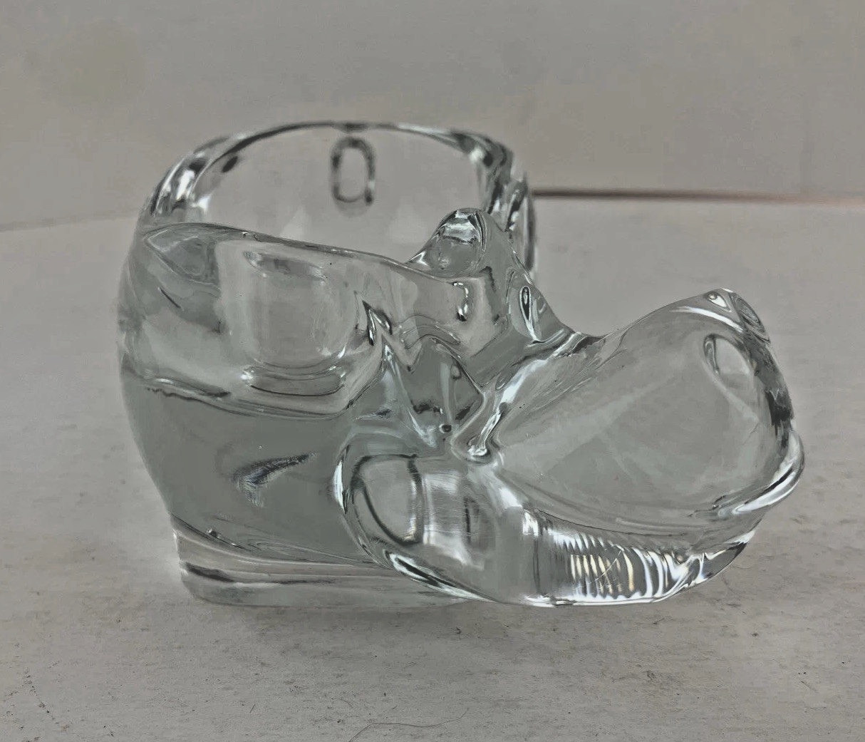 2 Avail MCM Vtg 1980s SASAKI Leaded Crystal Hippo Figurine Cigar Ashtray Dish
