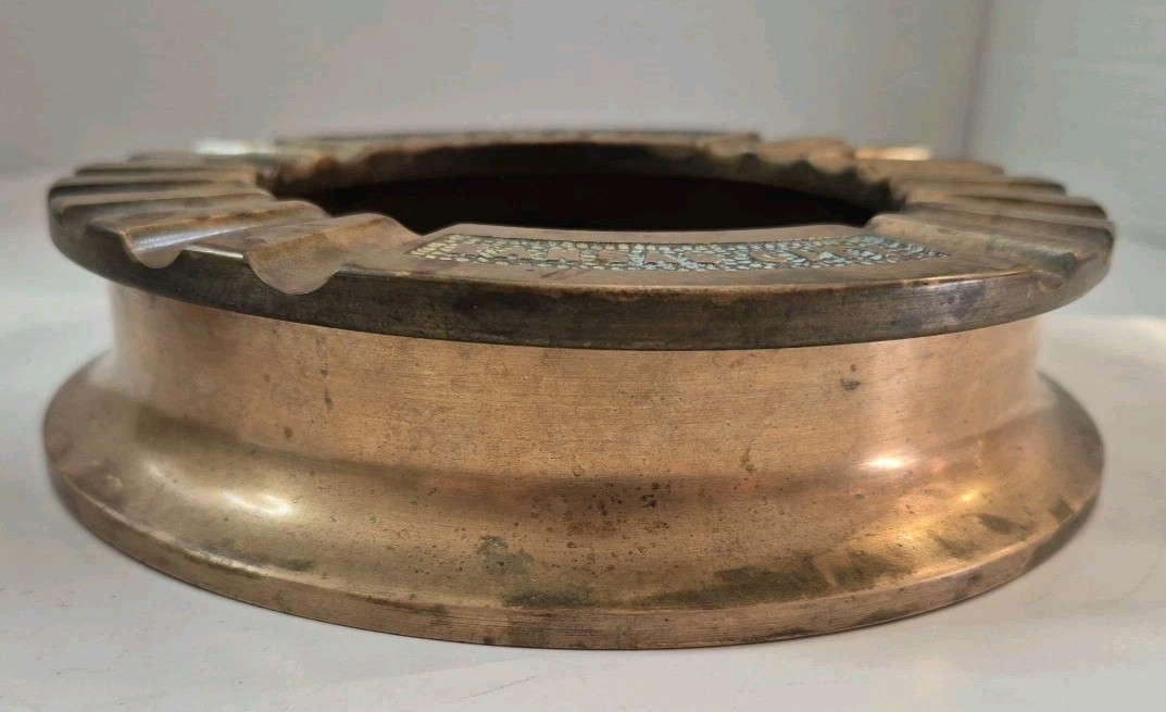 Kansas City EMCO Wardrobes Industrial MCM Heavy VTG Solid Brass Ashtray -5lbs