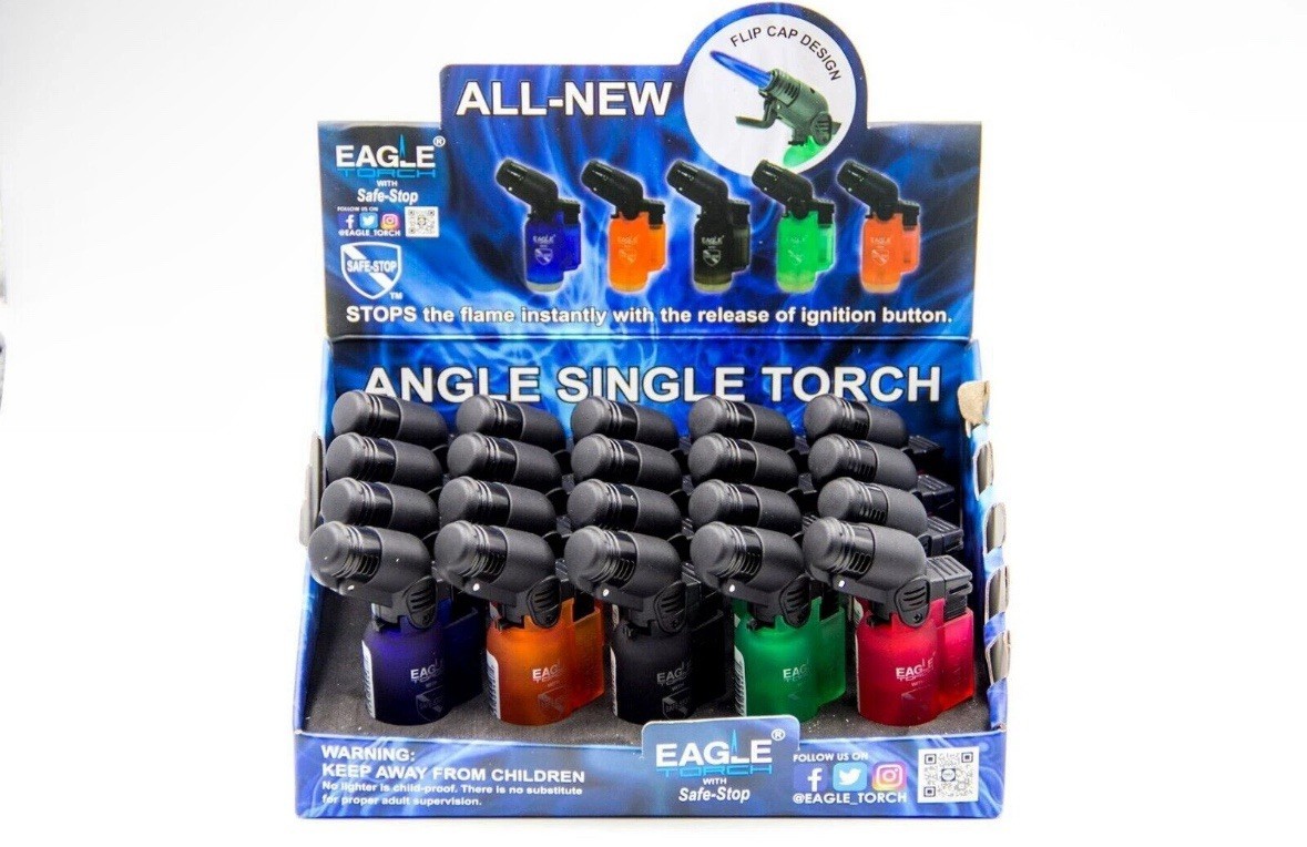 Eagle 45 Degree Angle Torch Jet Flame Refillable Lighter With Safe Top Lot of 4