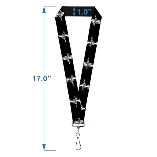Buckle Down Lanyard – 1.0″ – Ford Mustang W/bars Logo One Size Multicolor