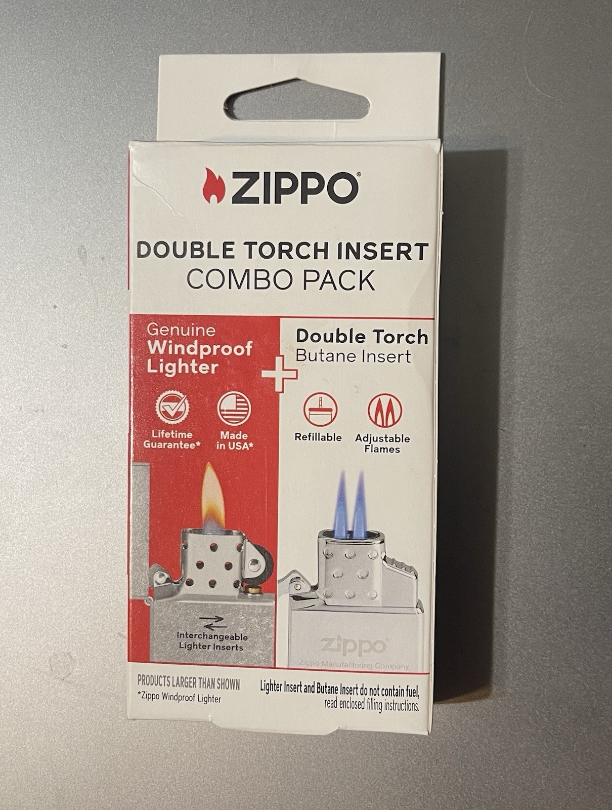 ZIPPO Double Torch Insert PLUS Windproof Insert With Street Chrome Case