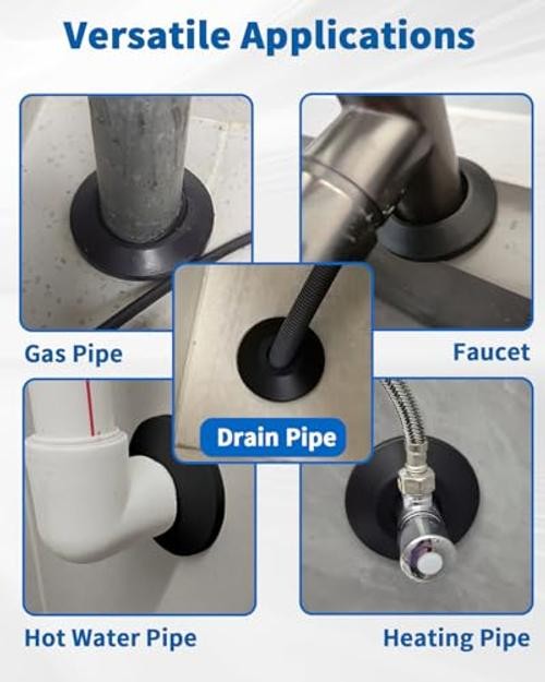 9 PCS Fit 1/2 Inch Flange Water Pipe Cover Decoration 16mm(5/8″), 16 mm Black