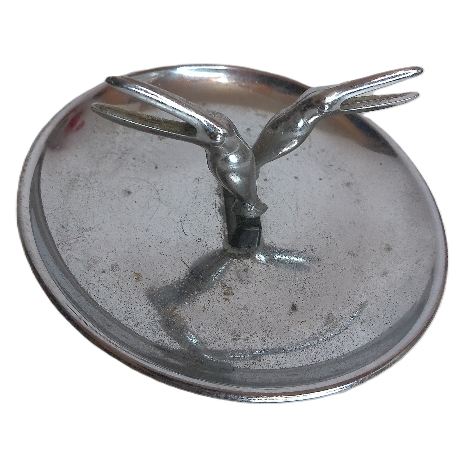 Vintage Hamilton 1950s Art Deco Chrome Pelican Or Toucan Pincherette Ashtray