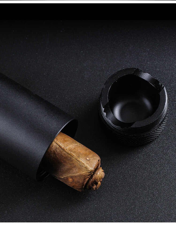 3 in 1 Travel Alloy Cigar Case Humidor Single Cigar Tube Cigar Stand Tobacco Bin