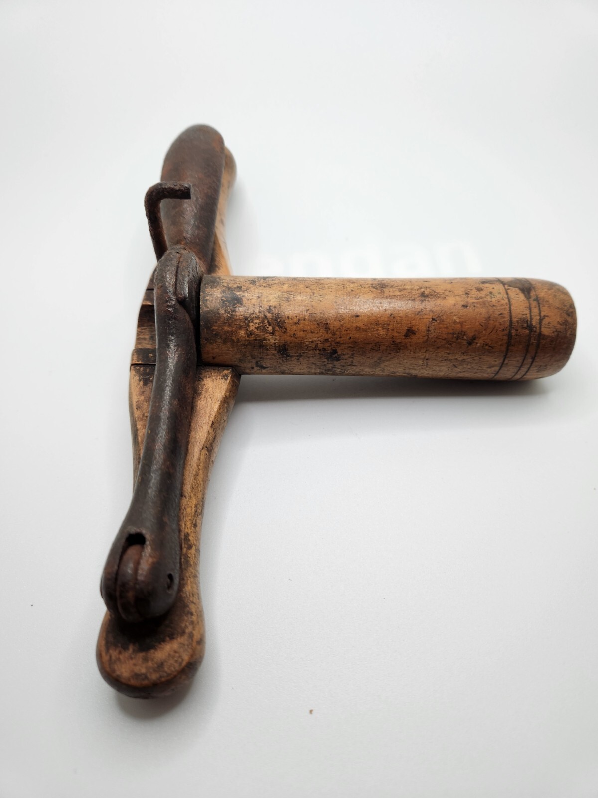Homemade Antique Wood & Cast Iron Cigar Cutter