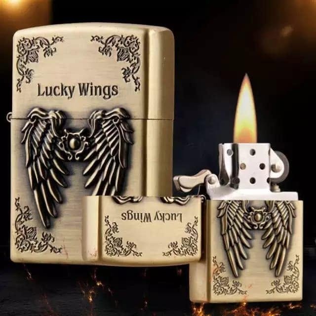 Lucky Wings Vintage Lighter Zipper stylish Windproof Torch Cigar Lighter Retro