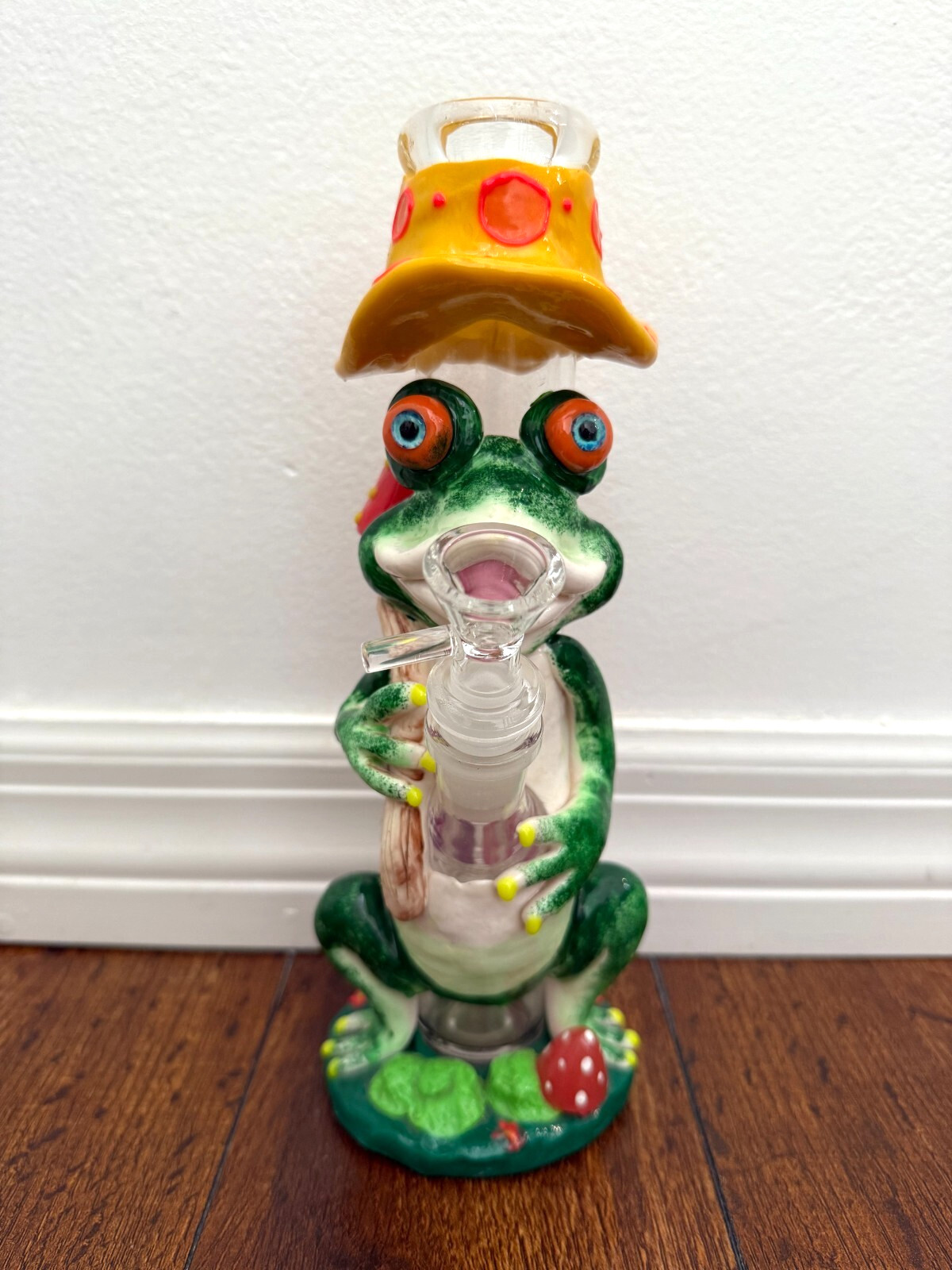 10” Premium Glass Water Pipe Mushroom Frog Glow in Dark 14mm