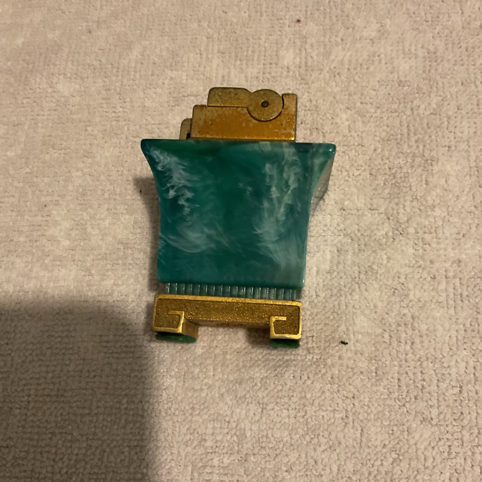 Vintage ASR Table Green Bakelite Gold Tone Cigarette Lighter made in USA