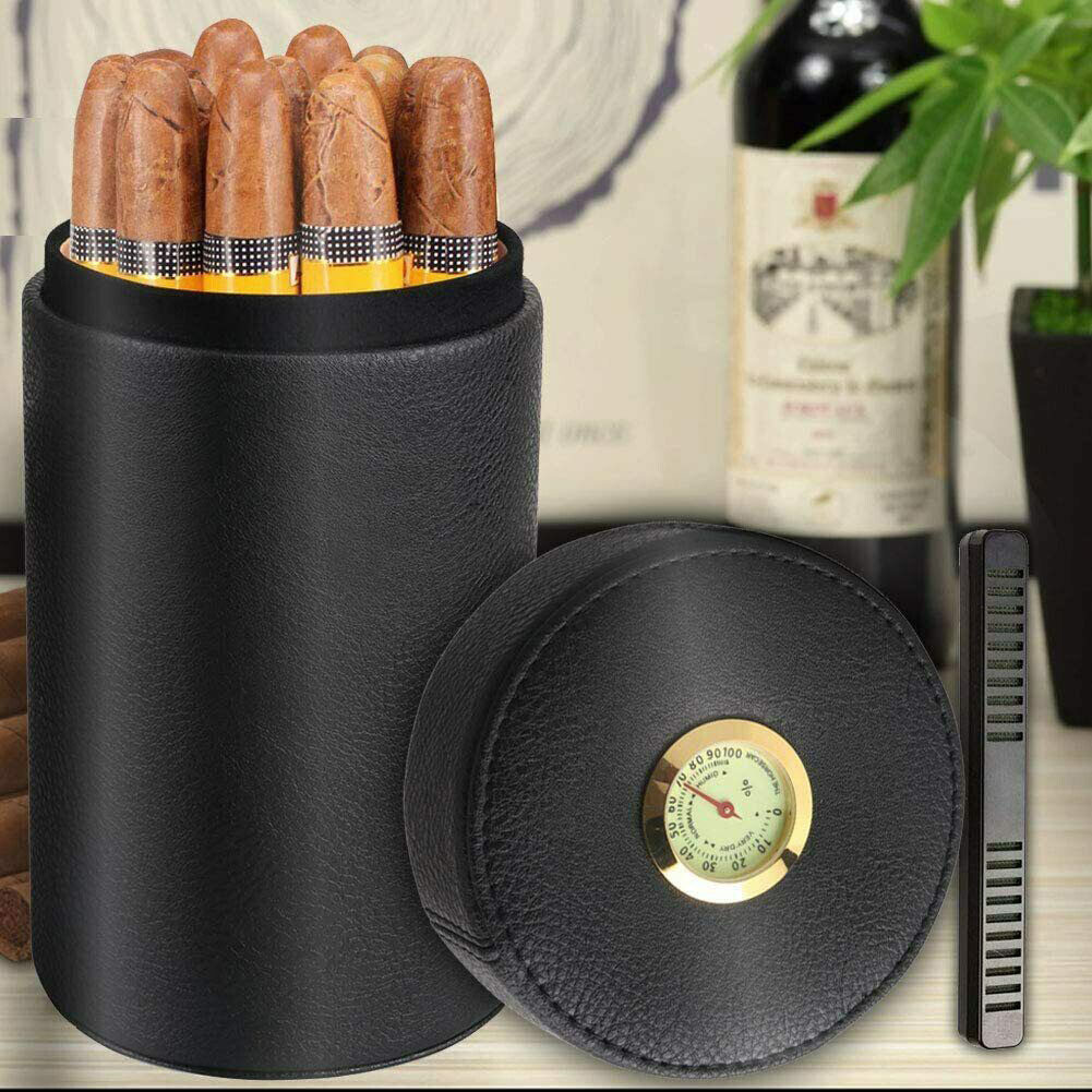 Scotte Cigar humidor jar,Leather Cedar Wood Cigar Canister Portable Cigar…