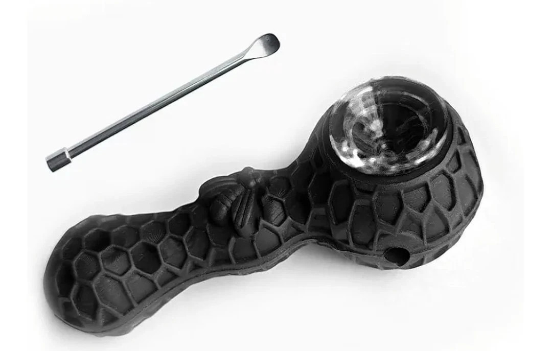 2pc Silicone Smoking Pipe 4.3″ Honeycomb Bee Tobacco Hand Pipes Glass Bowl Tool