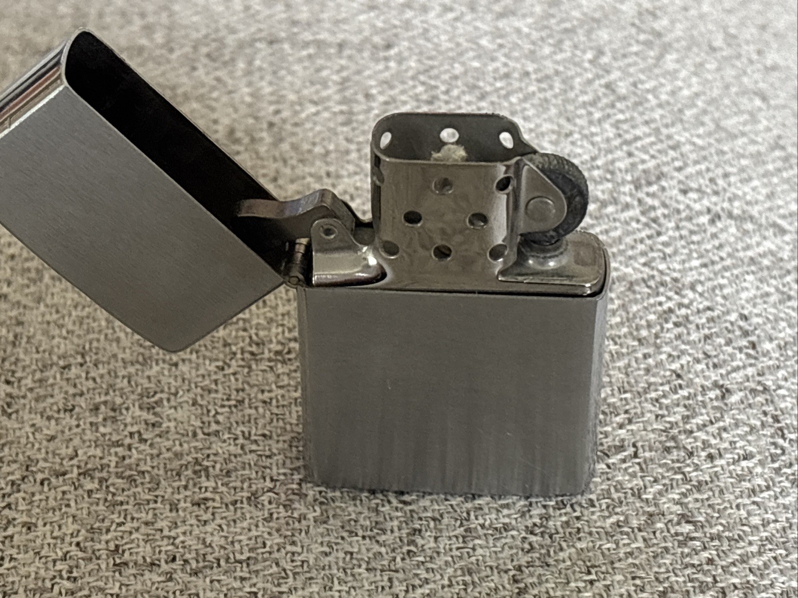 1955 1956 1957 Zippo Lighter Brush Chrome Over Brass Tight Hinge Strong Cam NICE