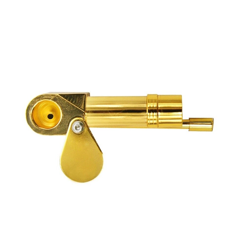 Brass Tobacco Smoking Pipe w/ Stash Storage Cylinder Chamber Metal US Original