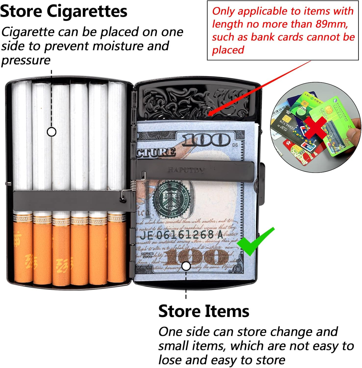 Vintage Slim Metal Cigarette Case & Dispenser – Small Cigarette Holder Case/Box,