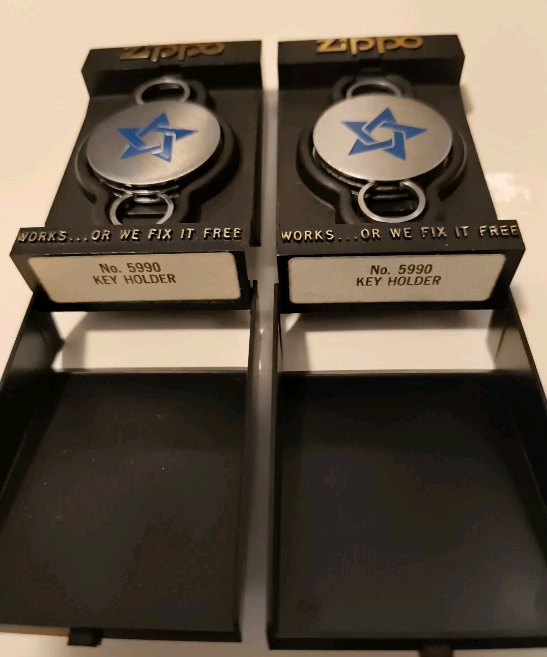 Zippo Key Holders Lot Of 2 Star Of David Branded Cases Vintage # 5990