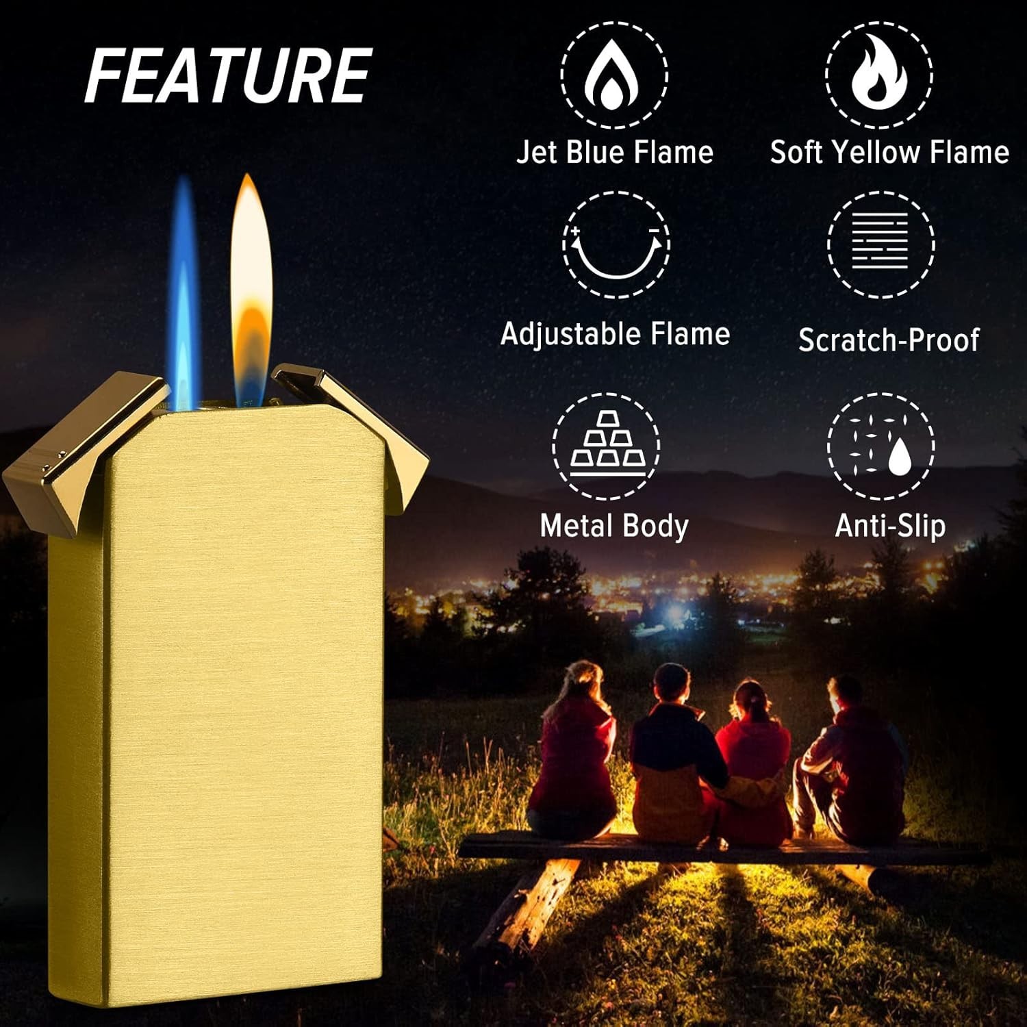 Unique Gold Dual Flame Lighter – Ideal Gift for Father’s Day & Special Occasions