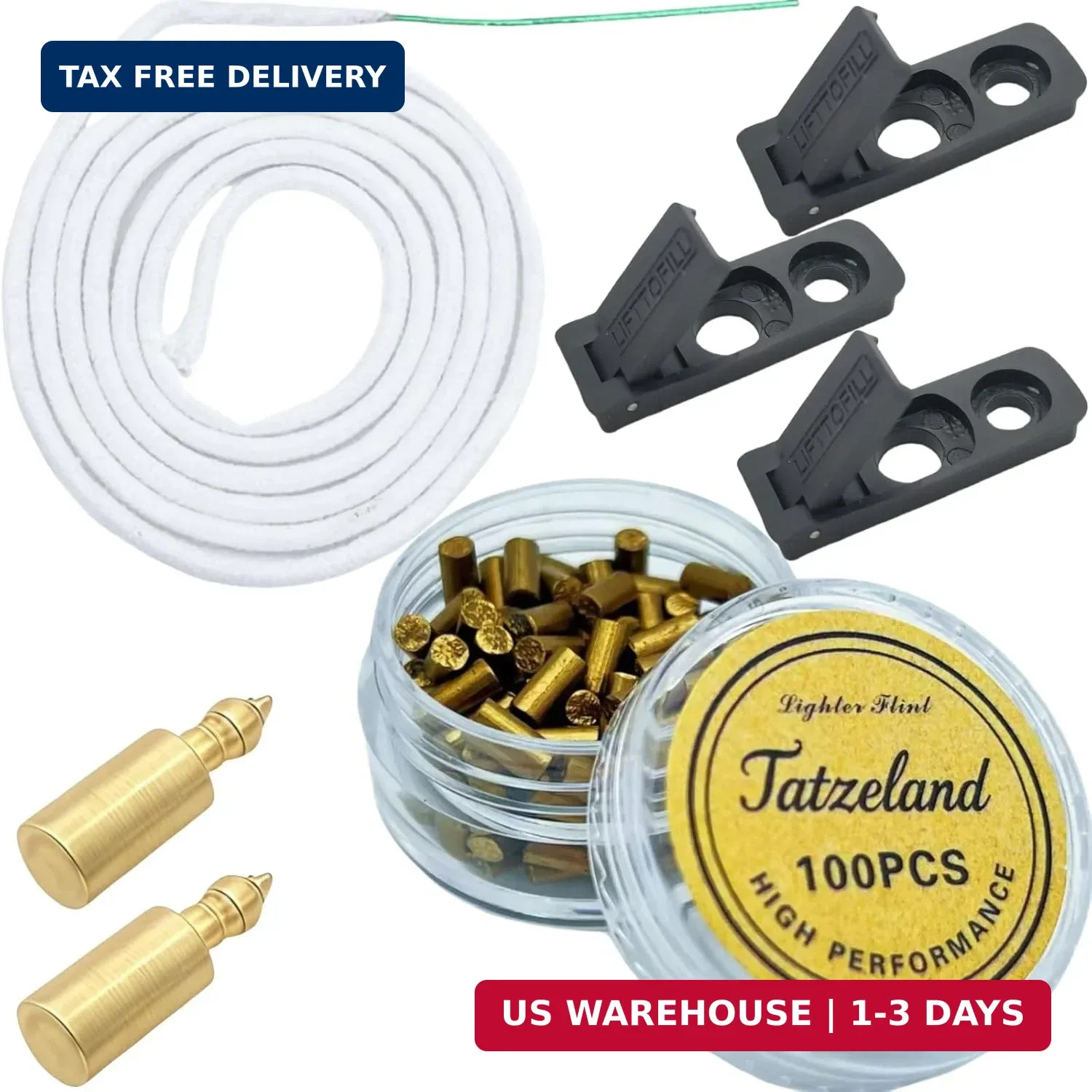 Lighter Flints and Wick Set – Inculdes (100Pcs Flint Stones, 40” Cotton Wicks,