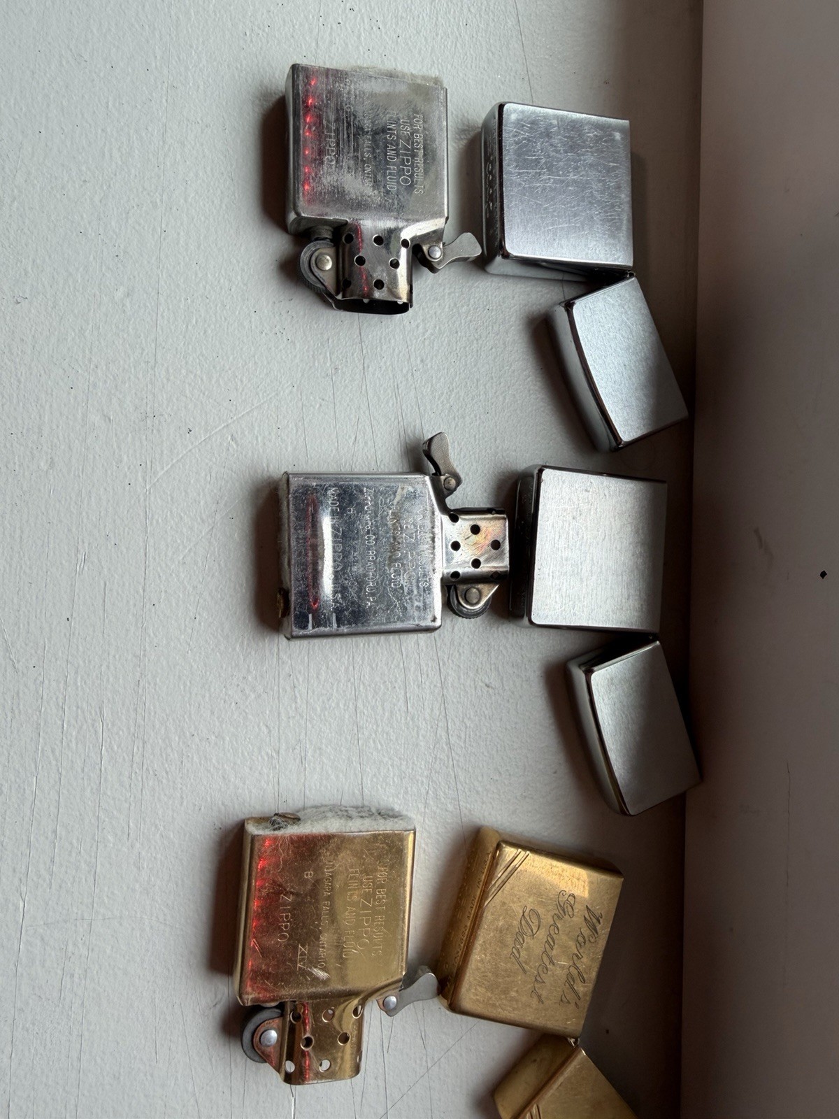 Lot of 3 Genuine Zippo Lighters 1998 Canada 2000 Brass 2009 USA Untested
