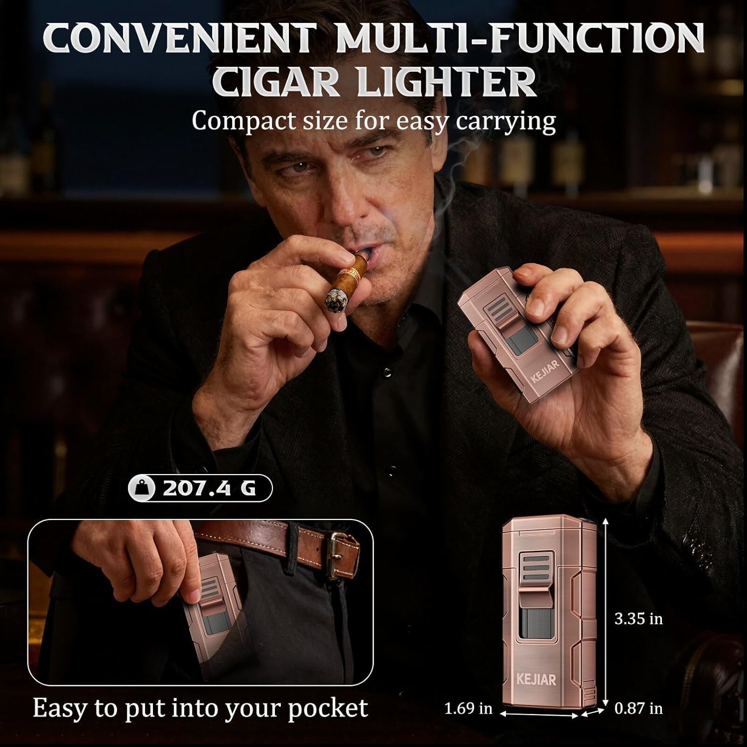 Torch Lighter, Refillable Dual Jet Flame Butane Lighter with 3-Size Punch Cut…