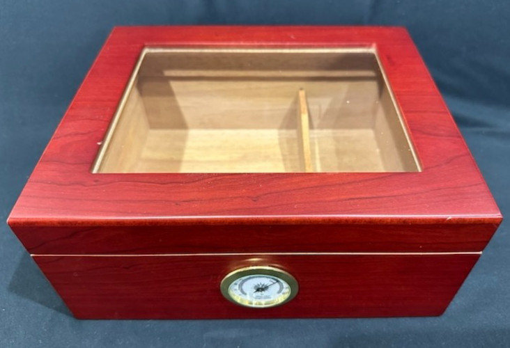 Mantello Cigar Humidor Glass Top & Mahogany Cedar Humidor Box with Hygrometer