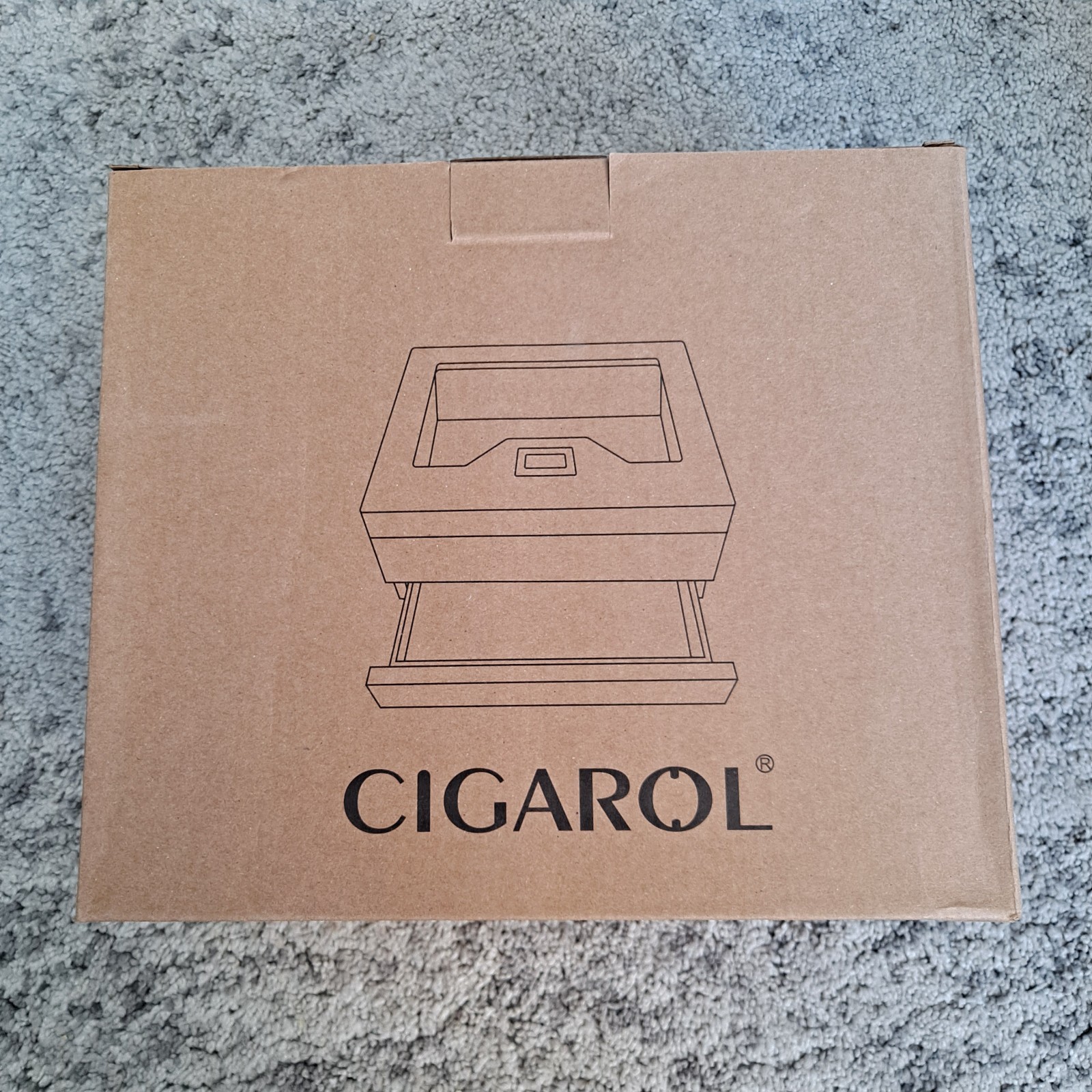 Cigar Humidor Box Glass Cedar Wood Lining, Adjustable Vent Storage Drawer
