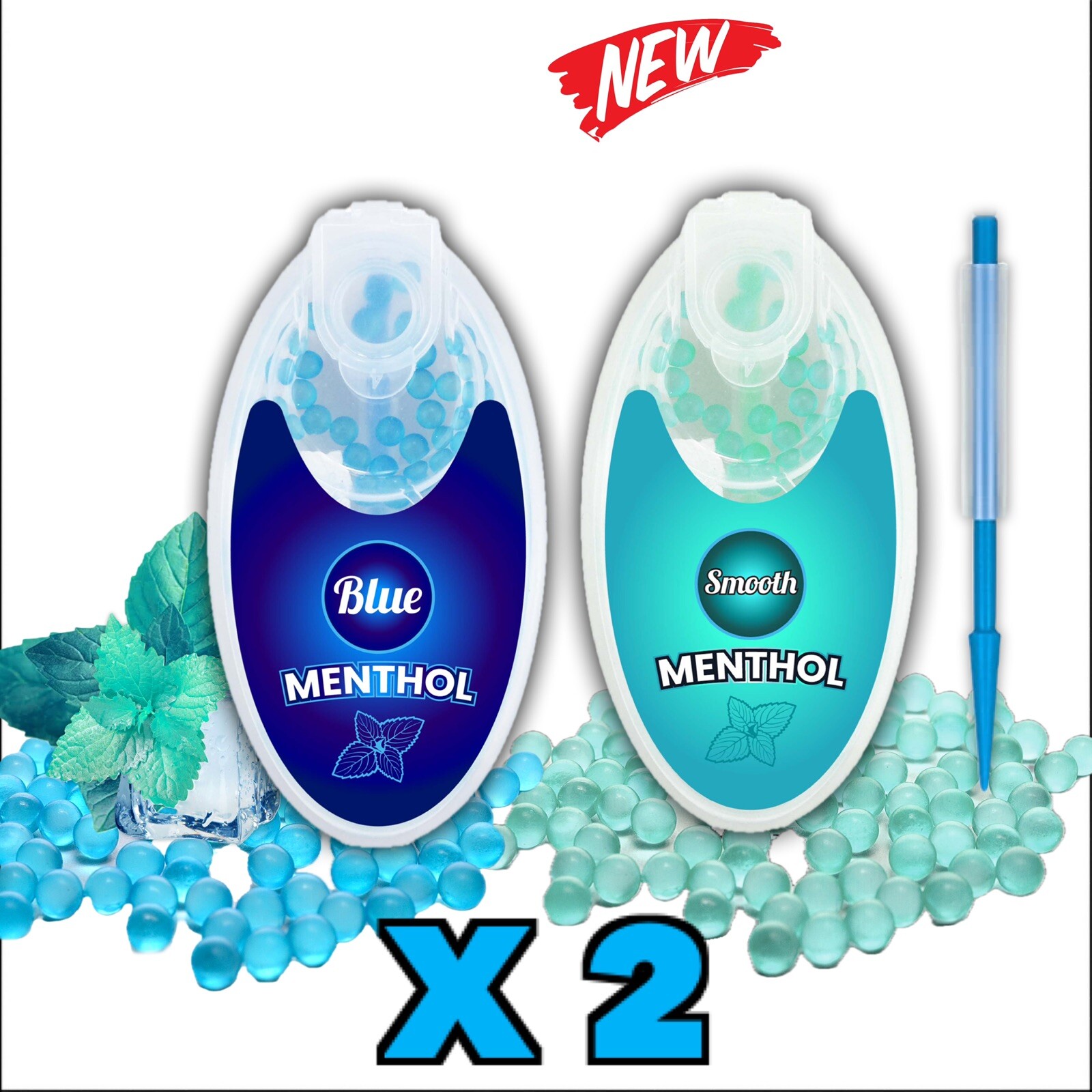 Cigarette Crush Beads Menthol Capsule 200 Blue Smooth Flavor Crush Ball( X 2)