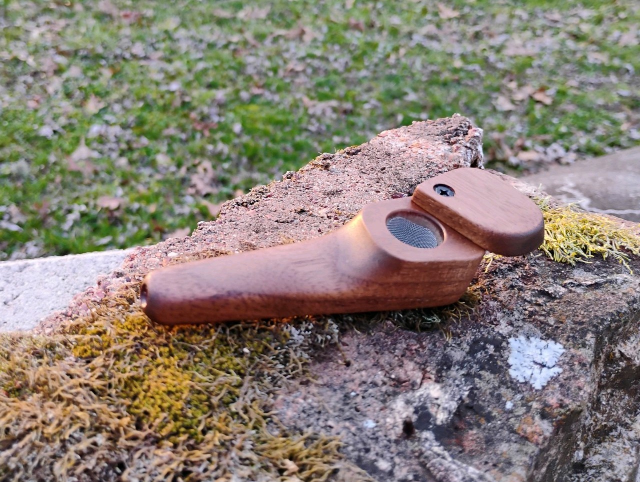 Handmade In USA Walnut Lidded Cone Slim Smoking Pipe