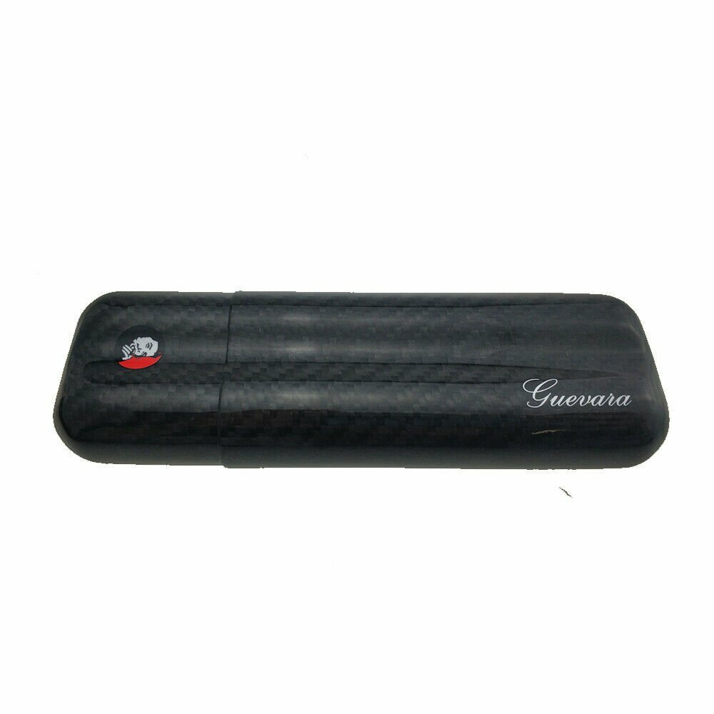 Black Carbon Fiber Cigar Case Holder 2 Cigar Portable 2 Tube Travel Case Gift