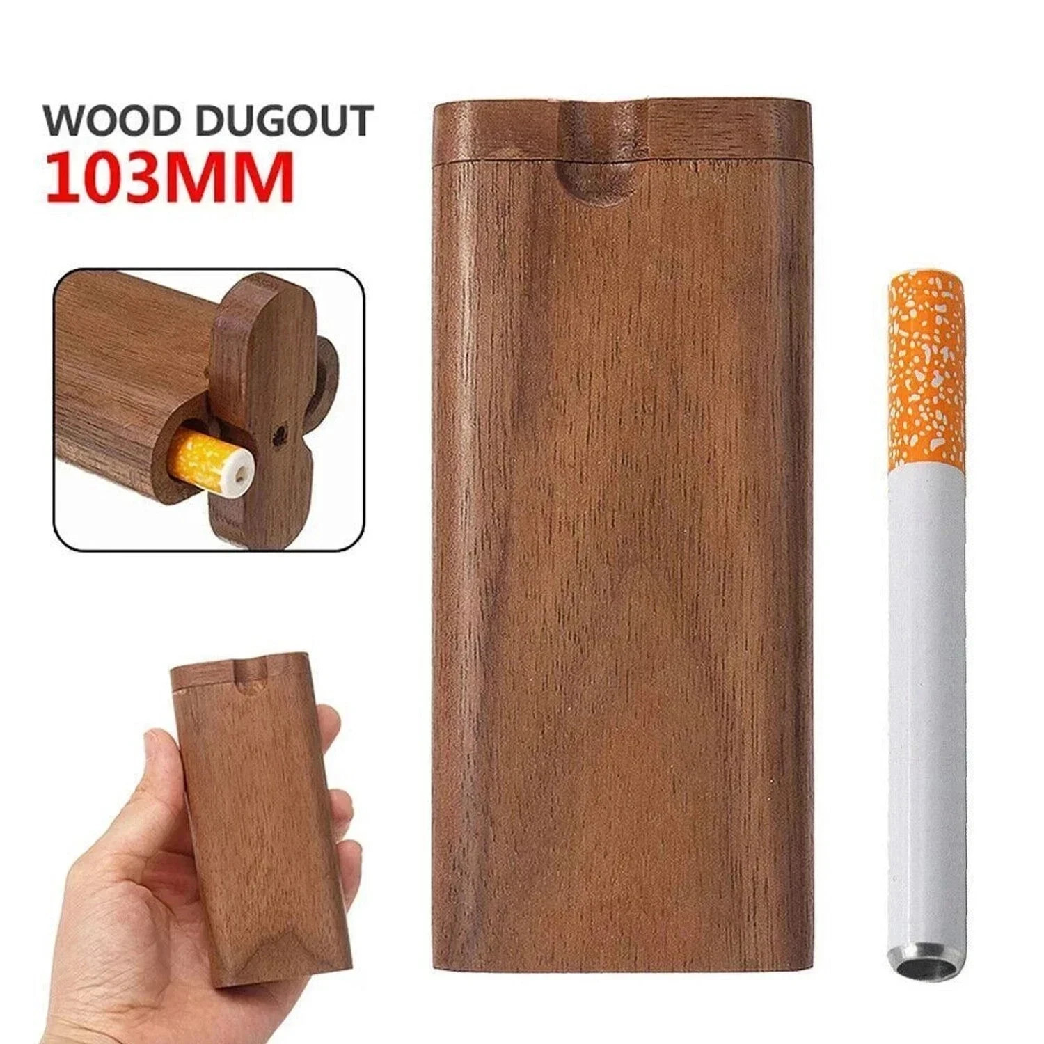 9PC Wooden Dugout Pipe Self Cleaning Metal Bat Poker Smoking Pipe One Hitter Kit