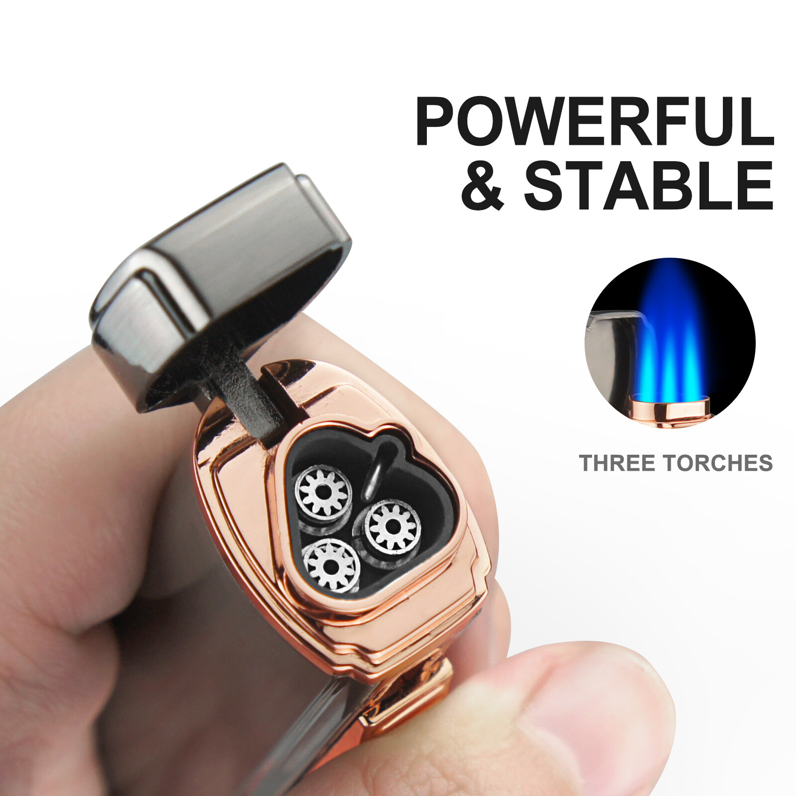 Cigar Torch Lighter Triple Jet Flame Cool Butane Refillable Cigar Lighter Punch