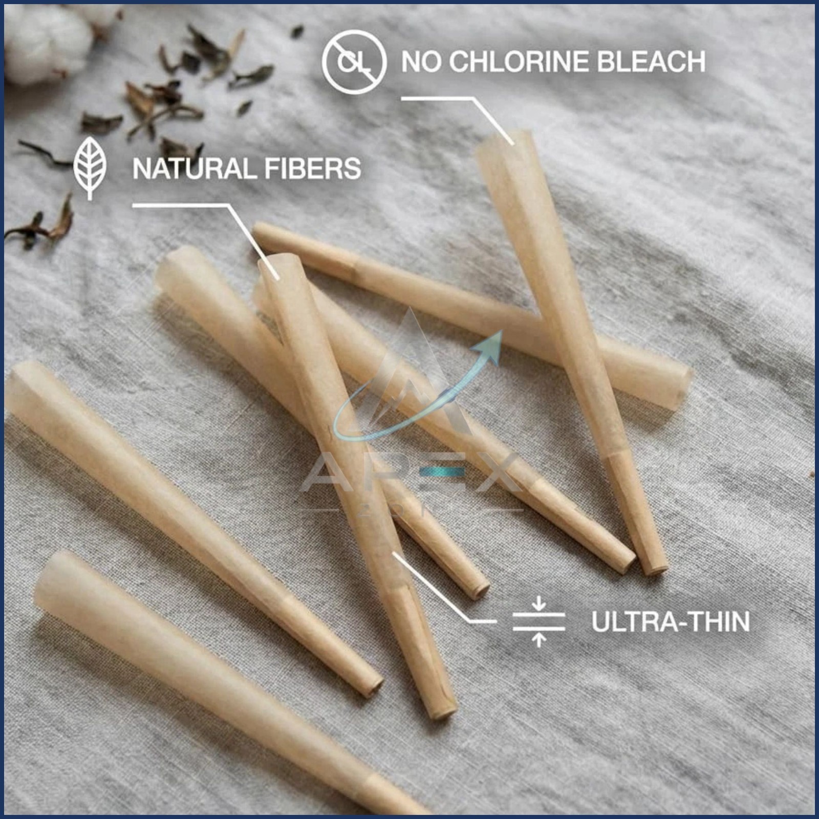 200 Pack Pre Rolled Cones | Natural Slow-Burning Cones Rolling Paper | 108mm Kin
